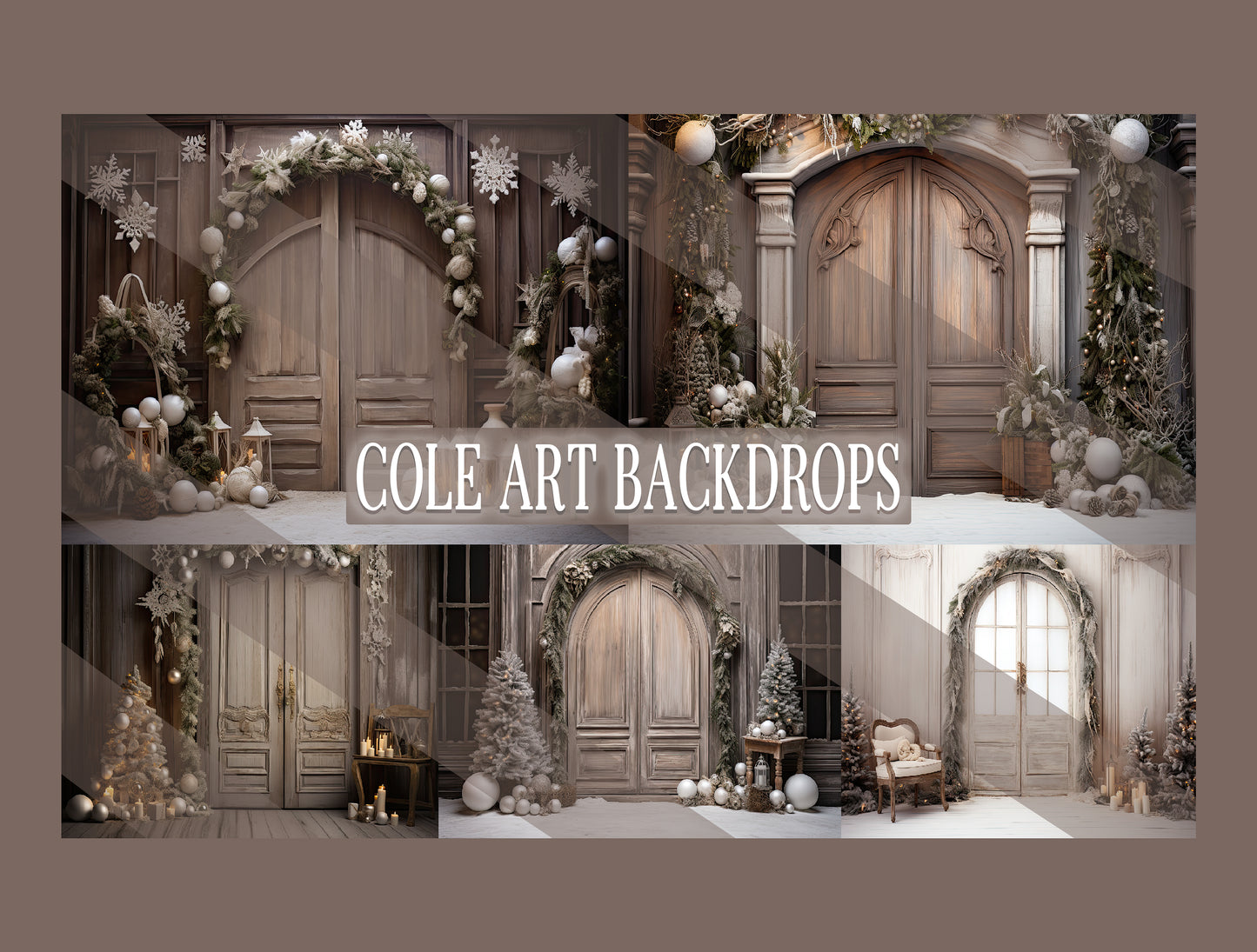 Wooden Christmas Doors Digital Backdrops, Maternity Backdrop Overlays, Studio Backdrop Overlays, Fine Art Textures, Christmas Backgrounds