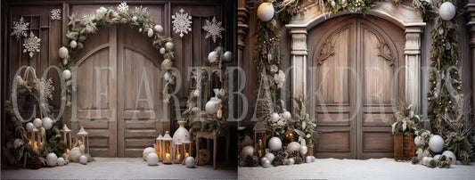 Wooden Christmas Doors Digital Backdrops, Maternity Backdrop Overlays, Studio Backdrop Overlays, Fine Art Textures, Christmas Backgrounds