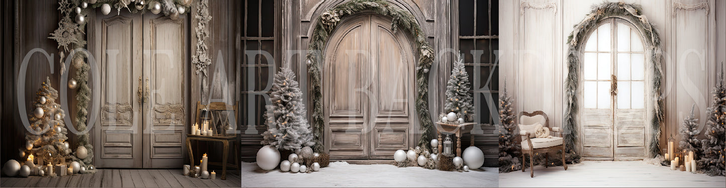 Wooden Christmas Doors Digital Backdrops, Maternity Backdrop Overlays, Studio Backdrop Overlays, Fine Art Textures, Christmas Backgrounds