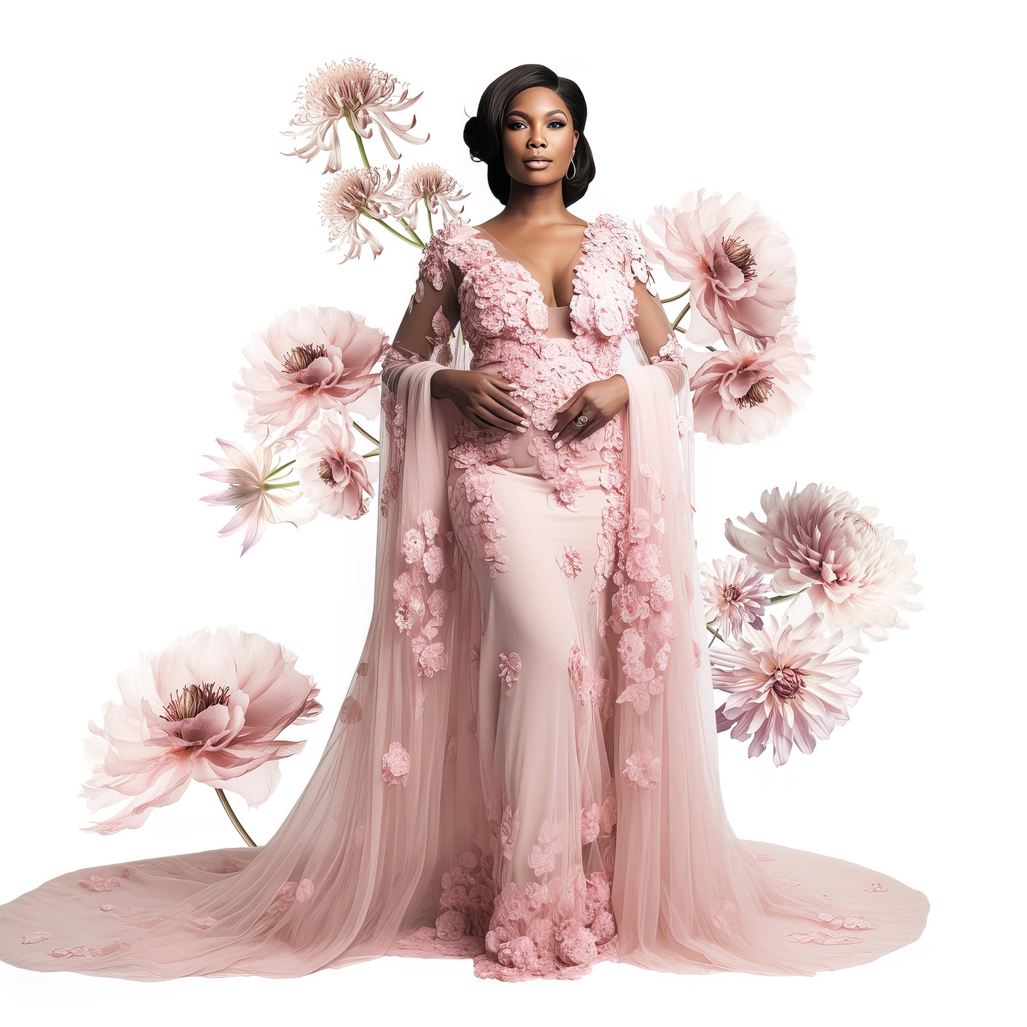 Superposiciones de flores rosas, superposiciones de maternidad, imágenes prediseñadas florales, gráficos florales, superposiciones de Photoshop