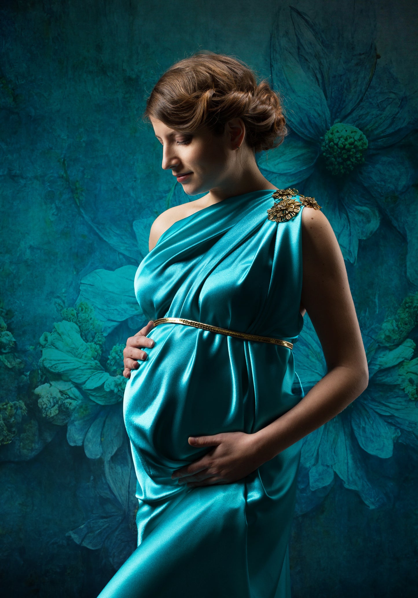 Conjunto de arte floral azul: cenários digitais, fundos de maternidade, texturas para cenários de estúdio, texturas para belas artes, texturas para Photoshop