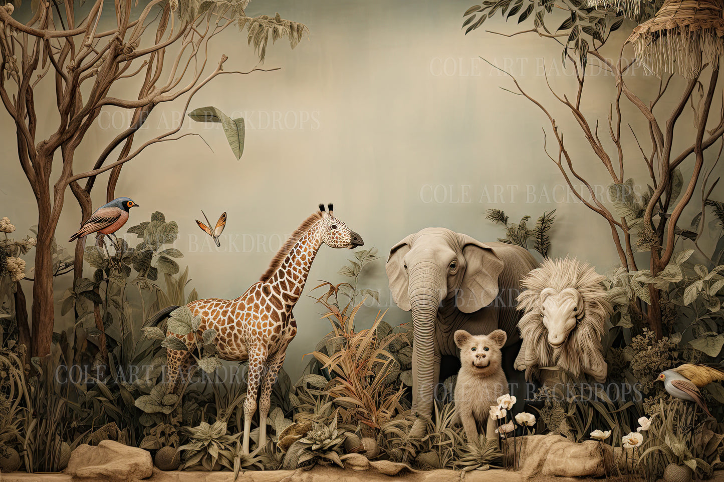 Animal Kingdom 1 Printed Backdrop, Fabric Backdrops, Printed Kid Backdrop, Photography Kid Props