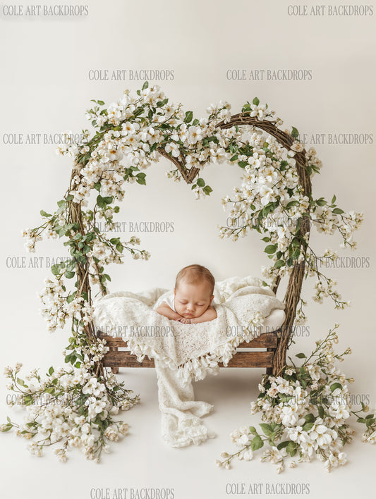 Baby Heart Branch 1, Newborn Digital Backdrops, Baby Backdrop, Newborn Background