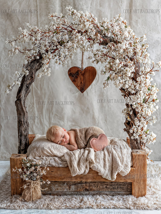 Baby Heart Branch 3, Newborn Digital Backdrops, Baby Backdrop, Newborn Background
