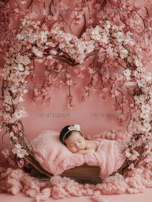 Baby Heart Branch 6, Newborn Digital Backdrops, Baby Backdrop, Newborn Background