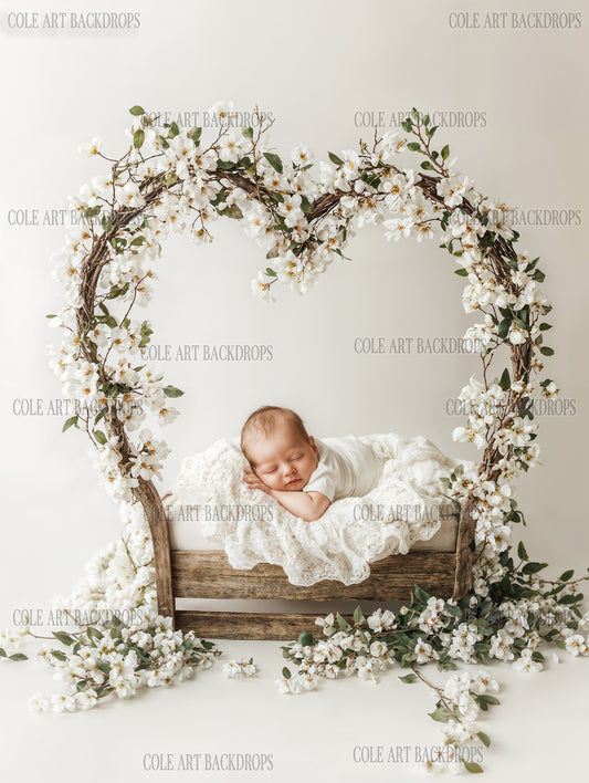 Baby Heart Branch 7, Newborn Digital Backdrops, Baby Backdrop, Newborn Background