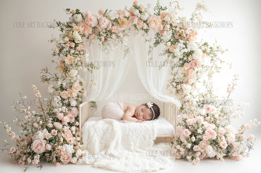 Iron Baby Flower Bed Newborn Digital Backdrops, Baby Backdrop, Newborn Background