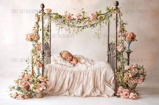 Iron Baby Flower Bed 3 Newborn Digital Backdrops, Baby Backdrop, Newborn Background