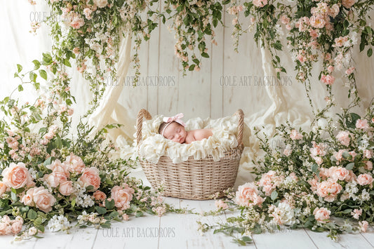 Iron Baby Flower Bed 5 Newborn Digital Backdrops, Baby Backdrop, Newborn Background