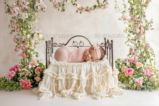 Iron Baby Flower Bed 6 Newborn Digital Backdrops, Baby Backdrop, Newborn Background