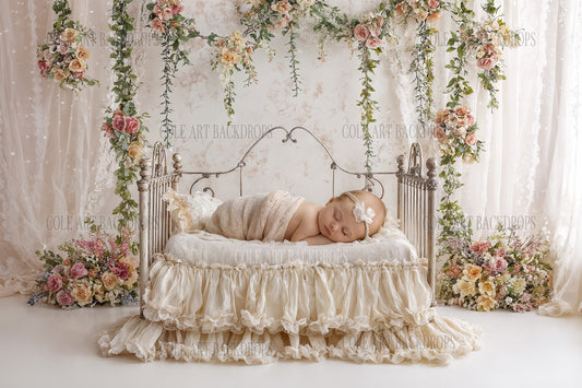 Iron Baby Flower Bed 7 Newborn Digital Backdrops, Baby Backdrop, Newborn Background