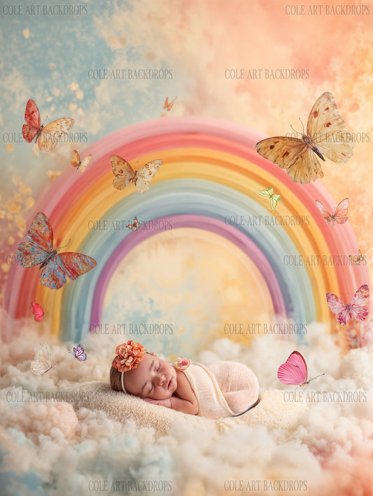 Butterfly Rainbows 3, Newborn Digital Backdrops, Baby Backdrop, Newborn Background