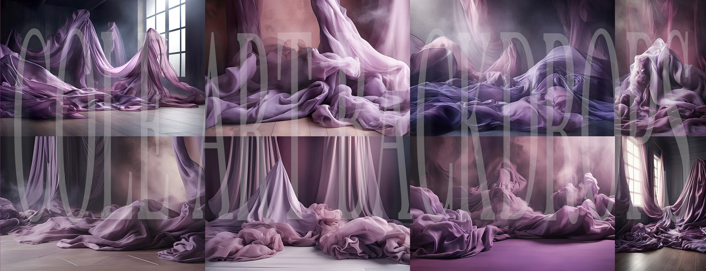 Carry Me Away PURPLE Flowy Fabric Set Digital Backdrops, Maternity Backgrounds, Studio Backdrop Textures, Fine Art Textures, Photoshop Textures