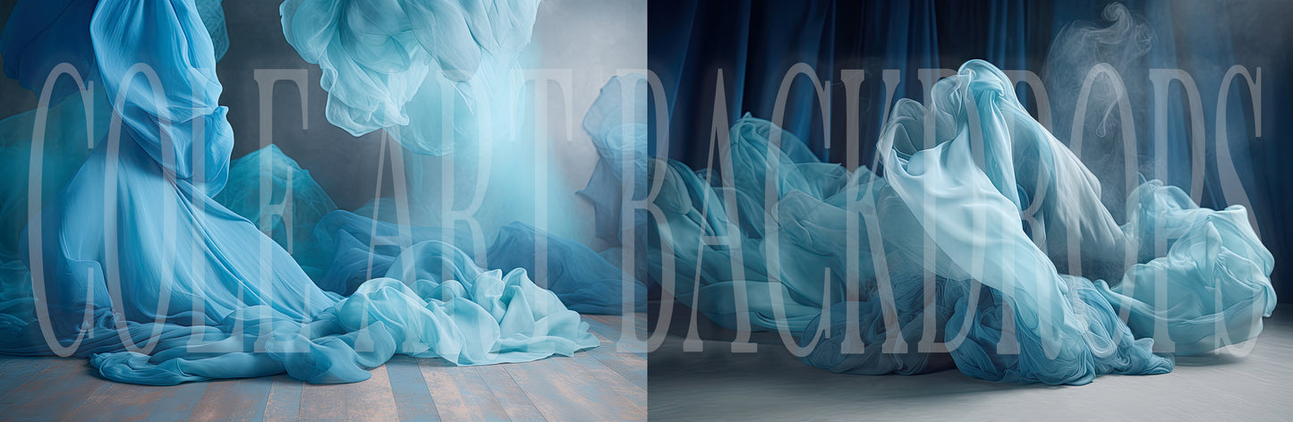 Carry Me Away Blue Flowy Fabric Set Digital Backdrops, Maternity Backgrounds, Studio Backdrop Textures, Fine Art Textures, Photoshop Textures