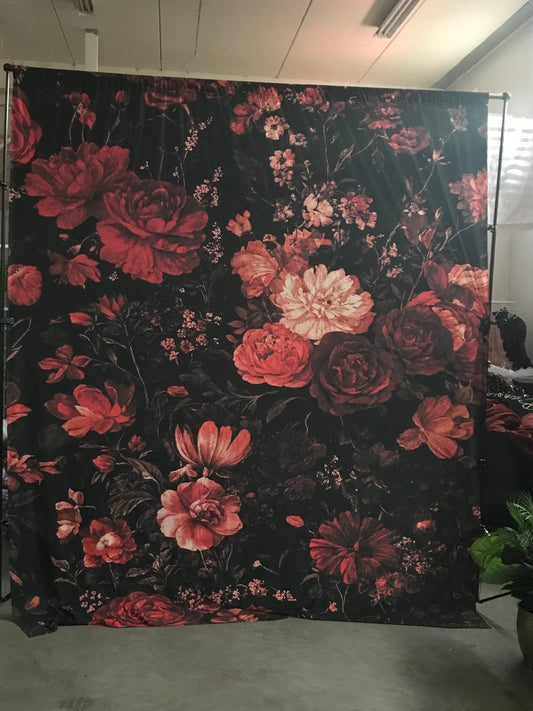 Red Floral 1, Printed Backdrop, Fabric Backdrops, Photography Backdrops