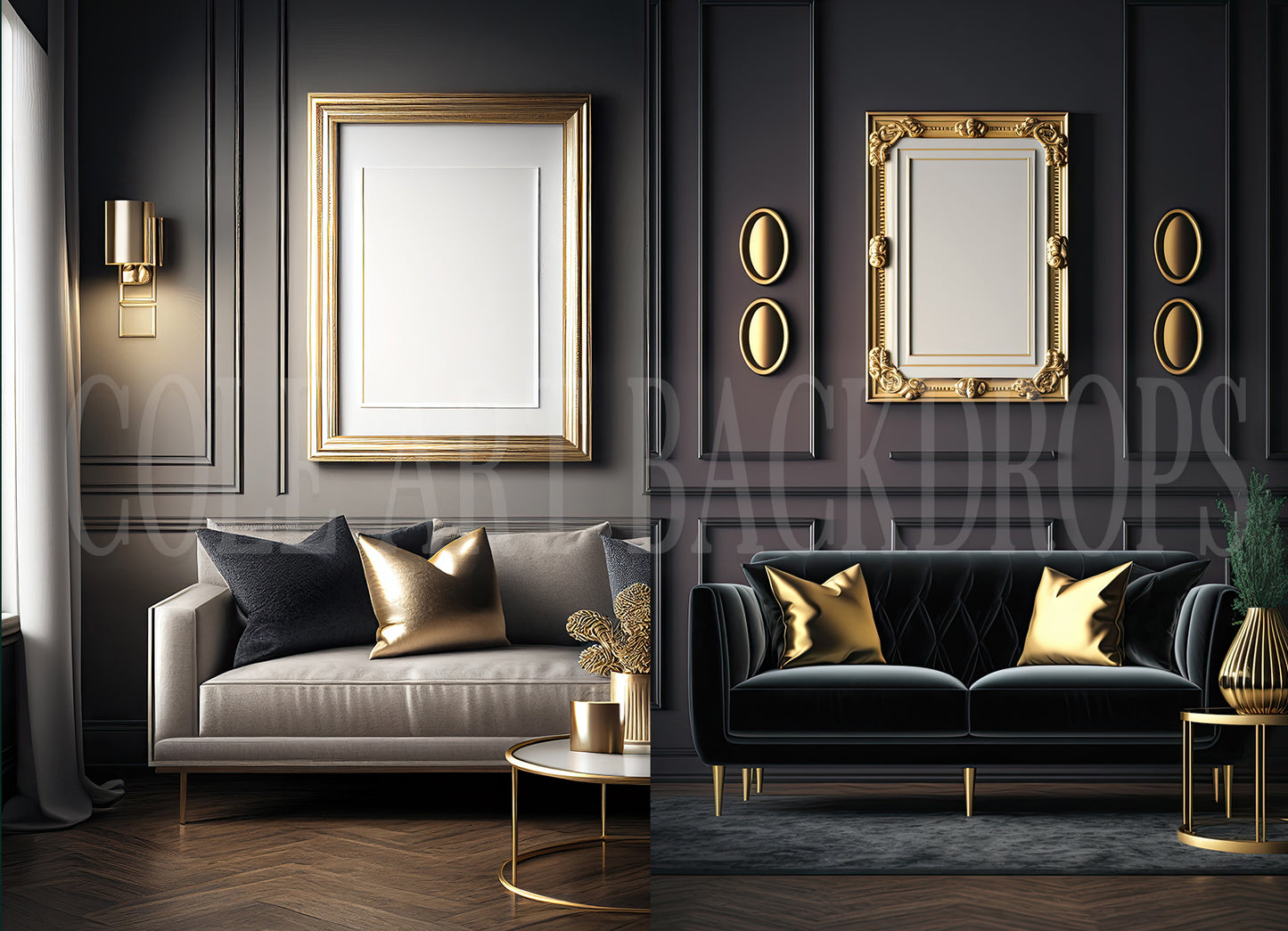 Luxe Frame MockUps / Stylish Interior Gold Frame MockUps / Digital Backdrop / Digital Download