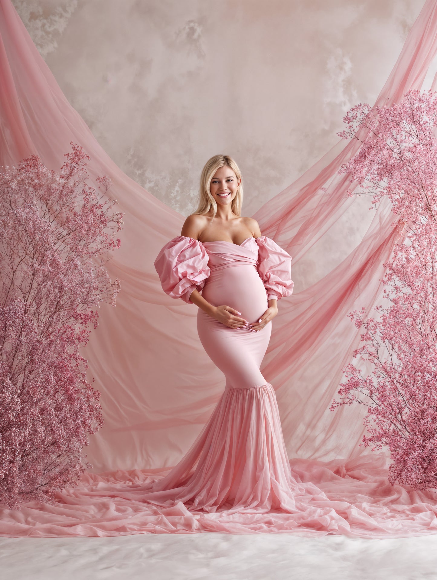 Pink Drapes Digital Backdrop Set