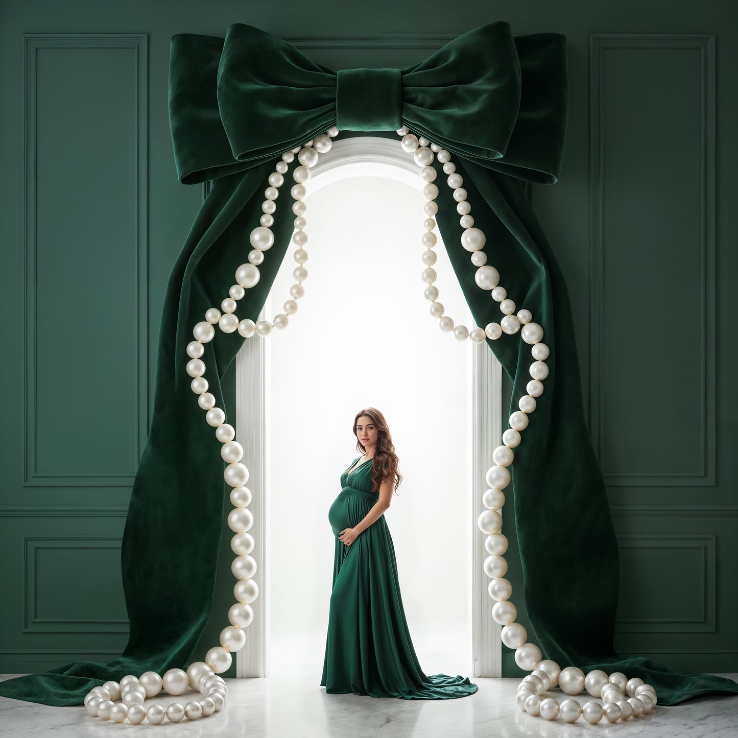 Pearly Bead Bows Digital Backdrops Set