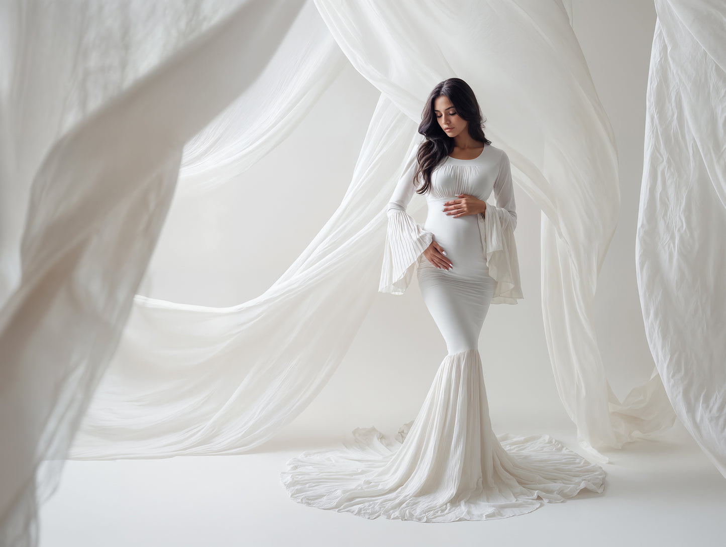 White Drapes Digital Backdrop Set