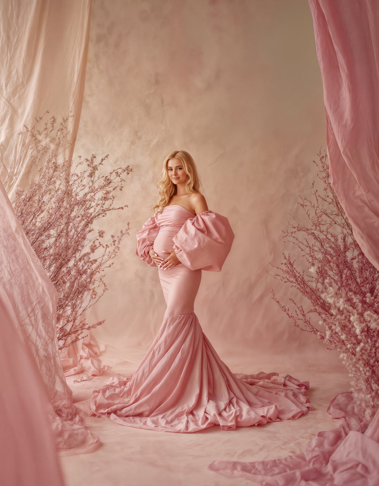 Pink Drapes Digital Backdrop Set