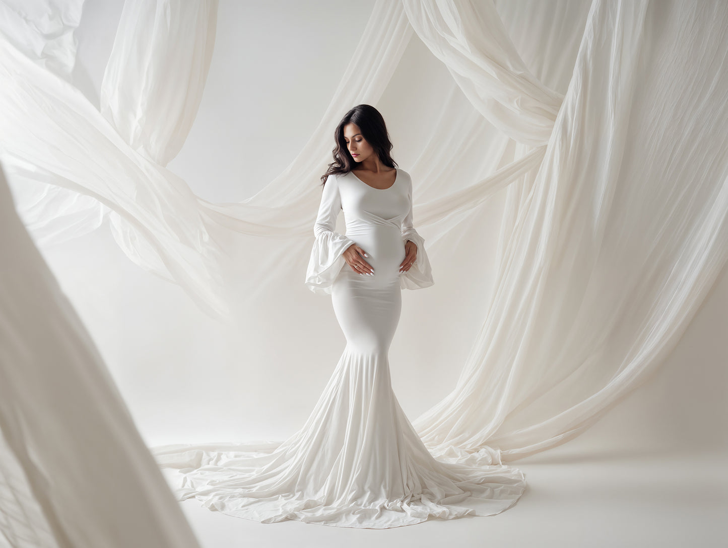 White Drapes Digital Backdrop Set