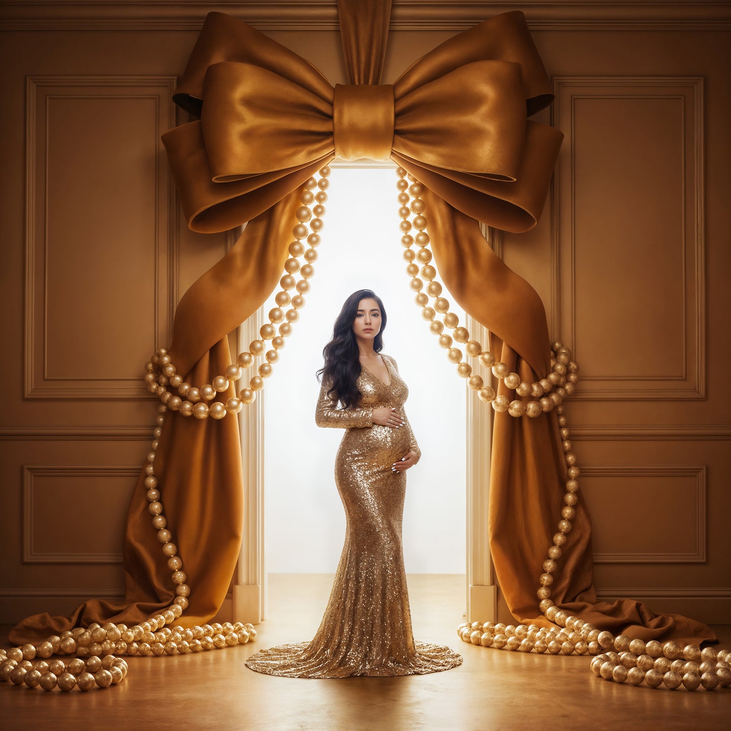 Pearly Bead Bows Digital Backdrops Set