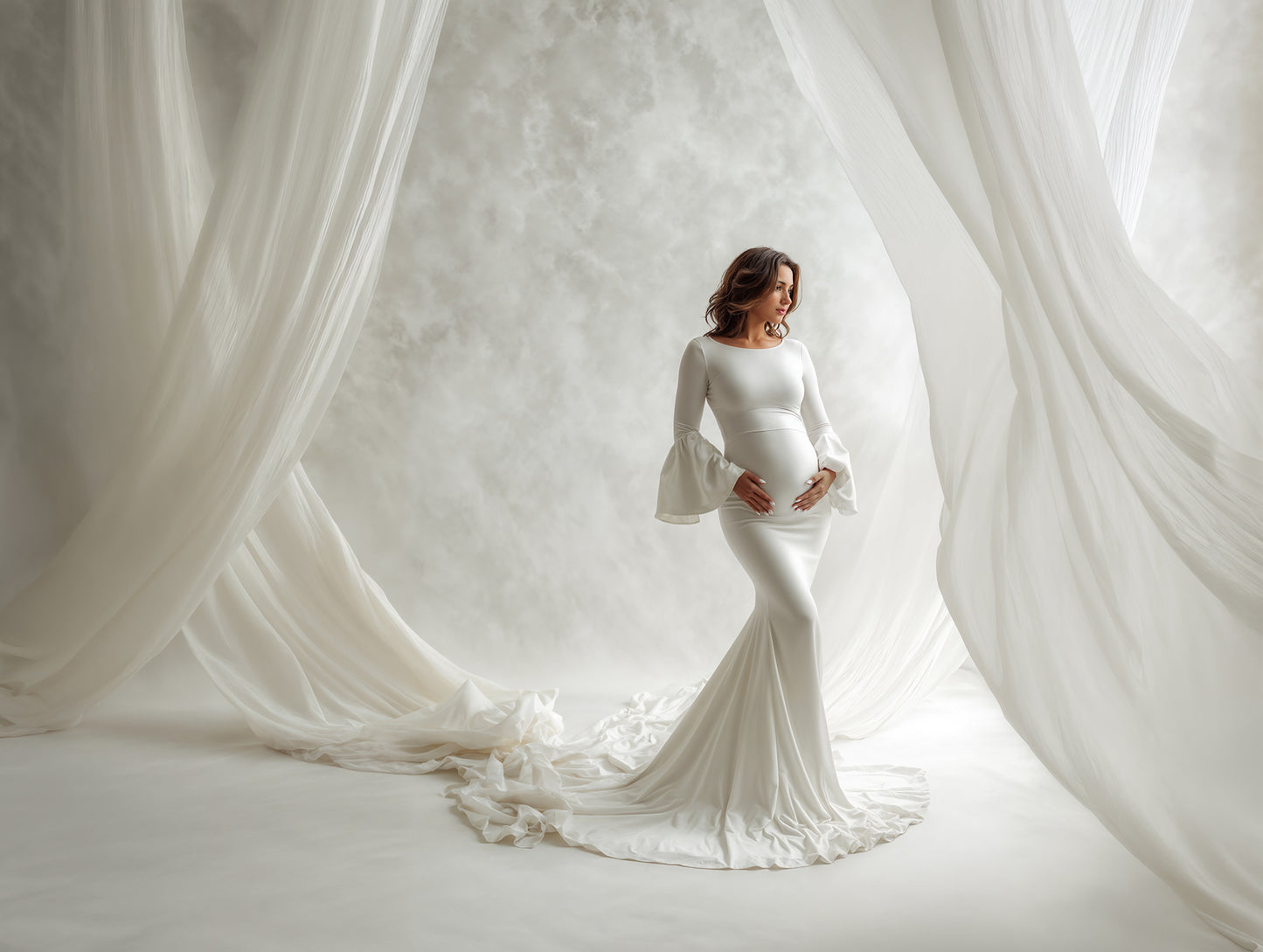 White Drapes Digital Backdrop Set