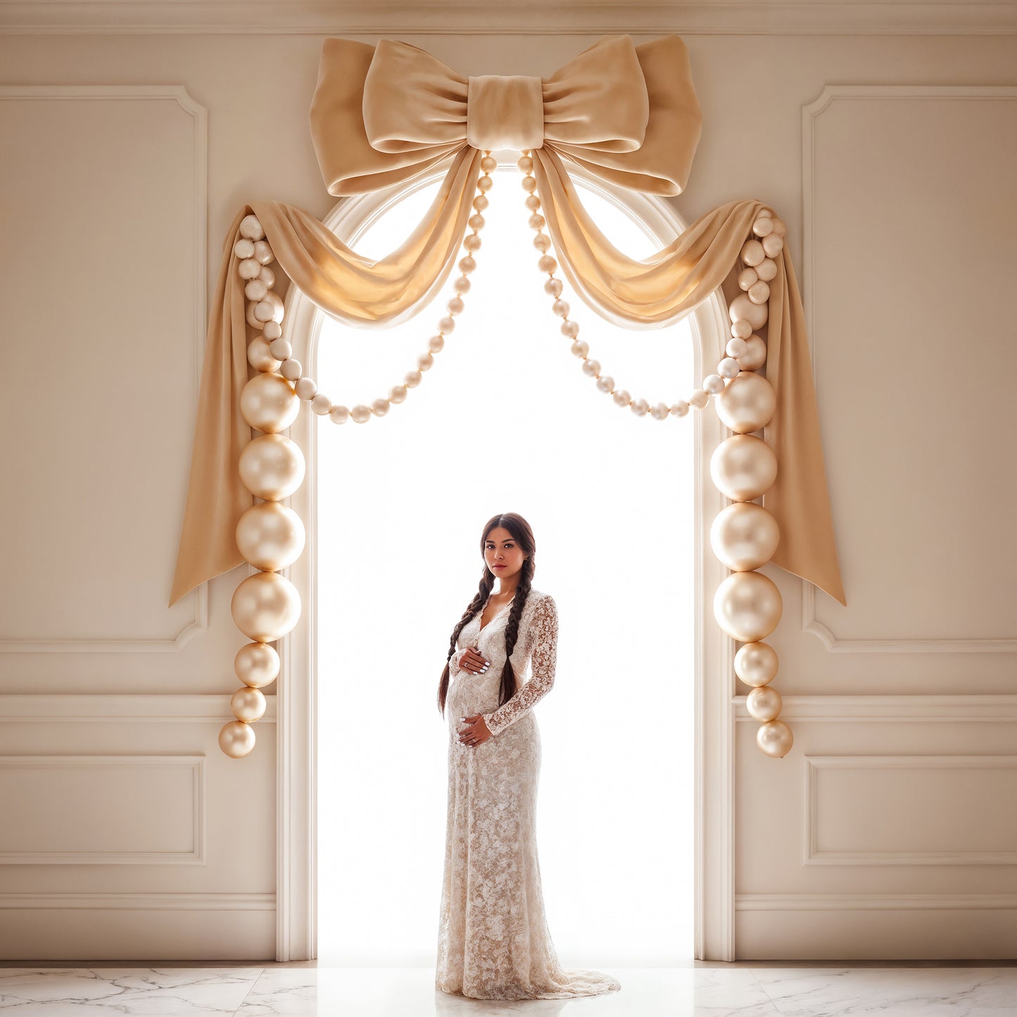 Pearly Bead Bows Digital Backdrops Set