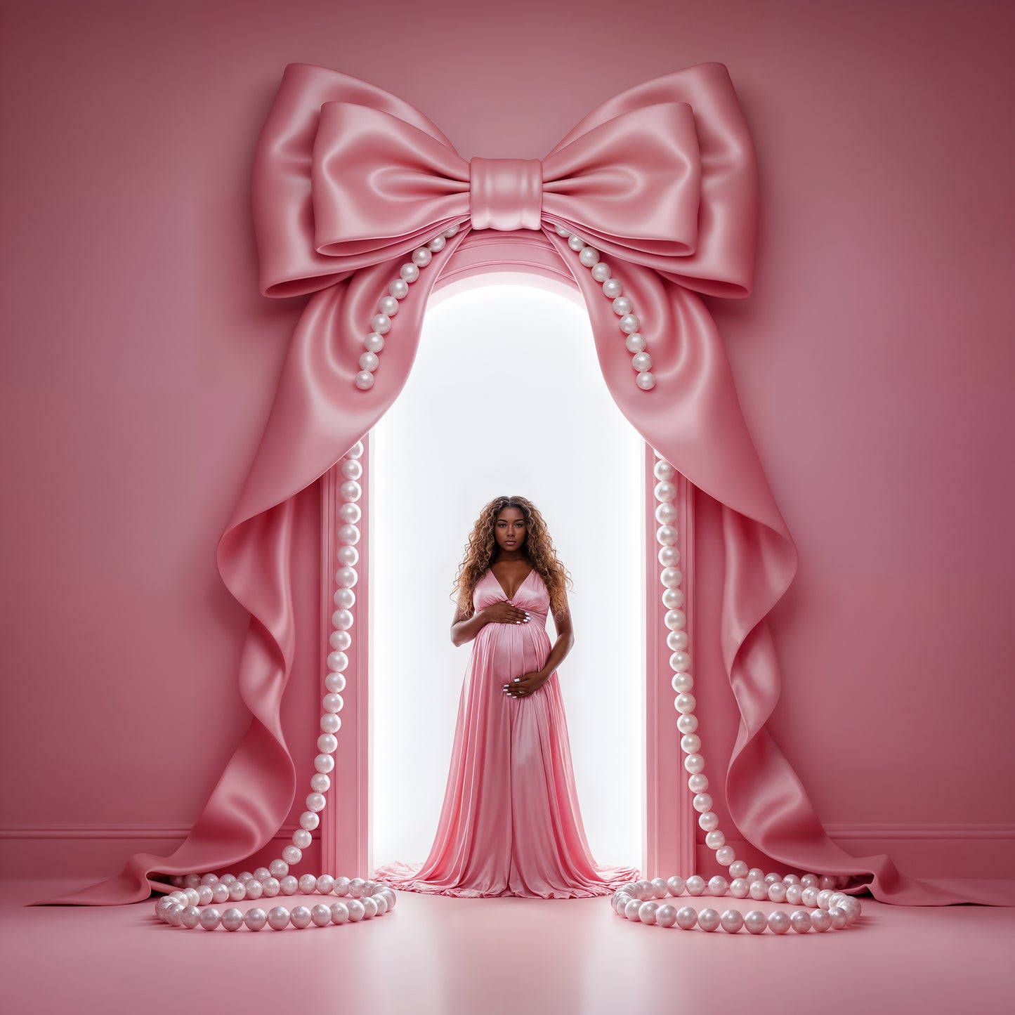 Pearly Bead Bows Digital Backdrops Set