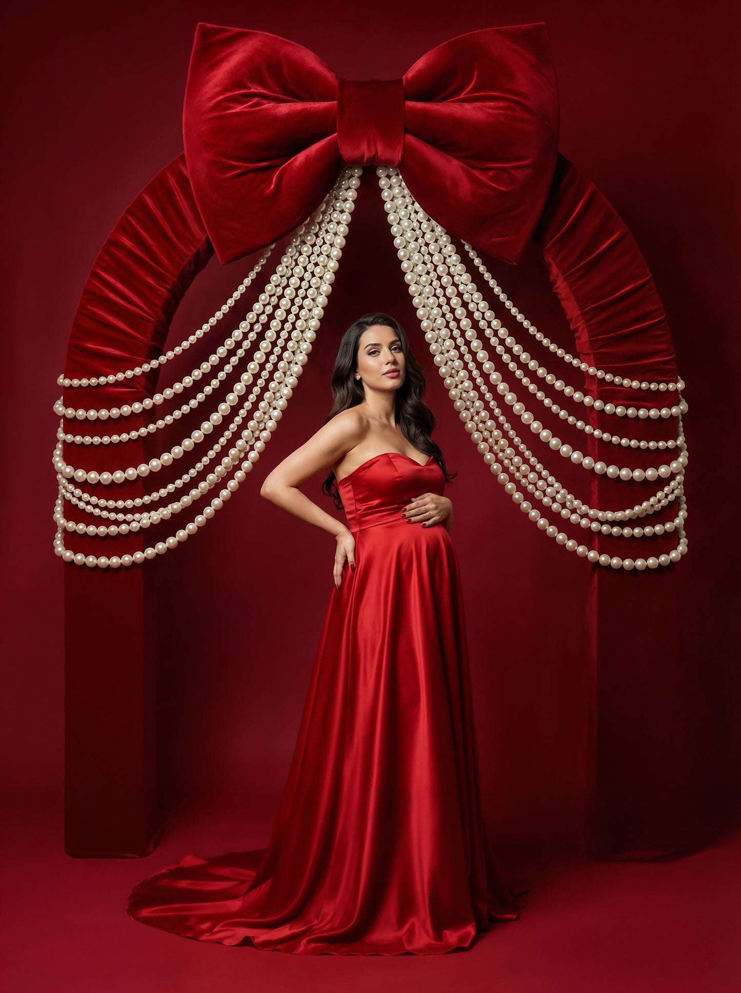 Valentine Bows Digital Backdrop Set