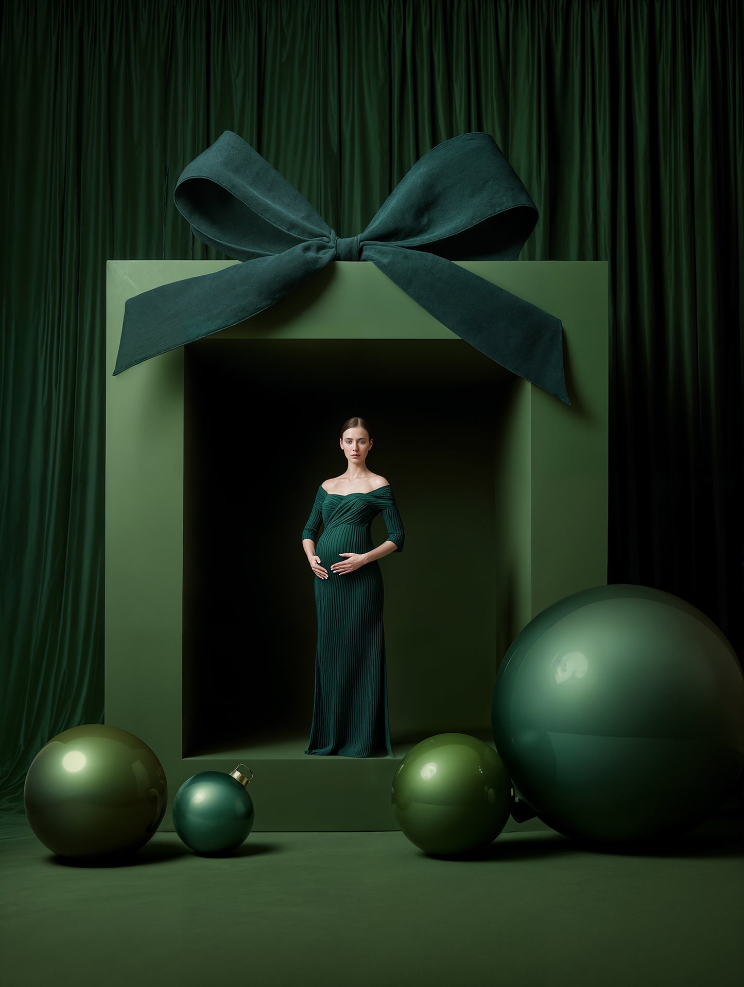 Bow Box Christmas Digital Backdrops Set