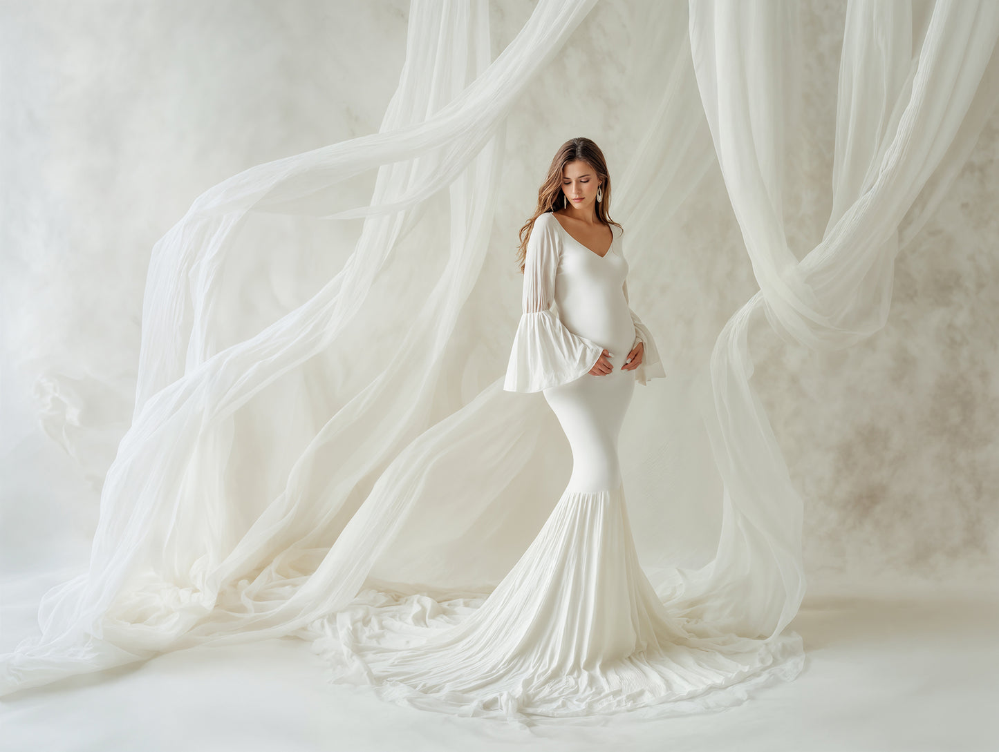 White Drapes Digital Backdrop Set