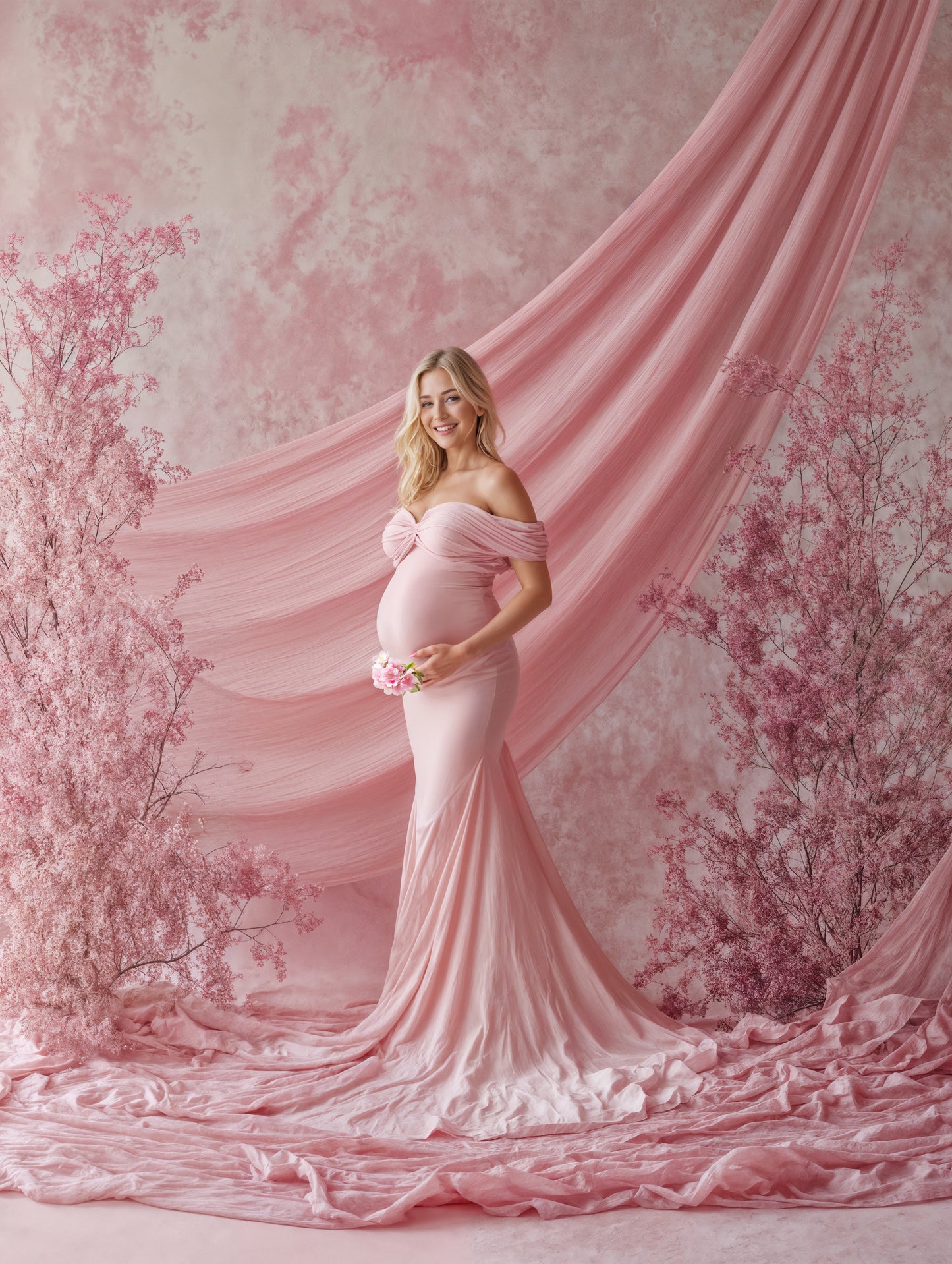 Pink Drapes Digital Backdrop Set