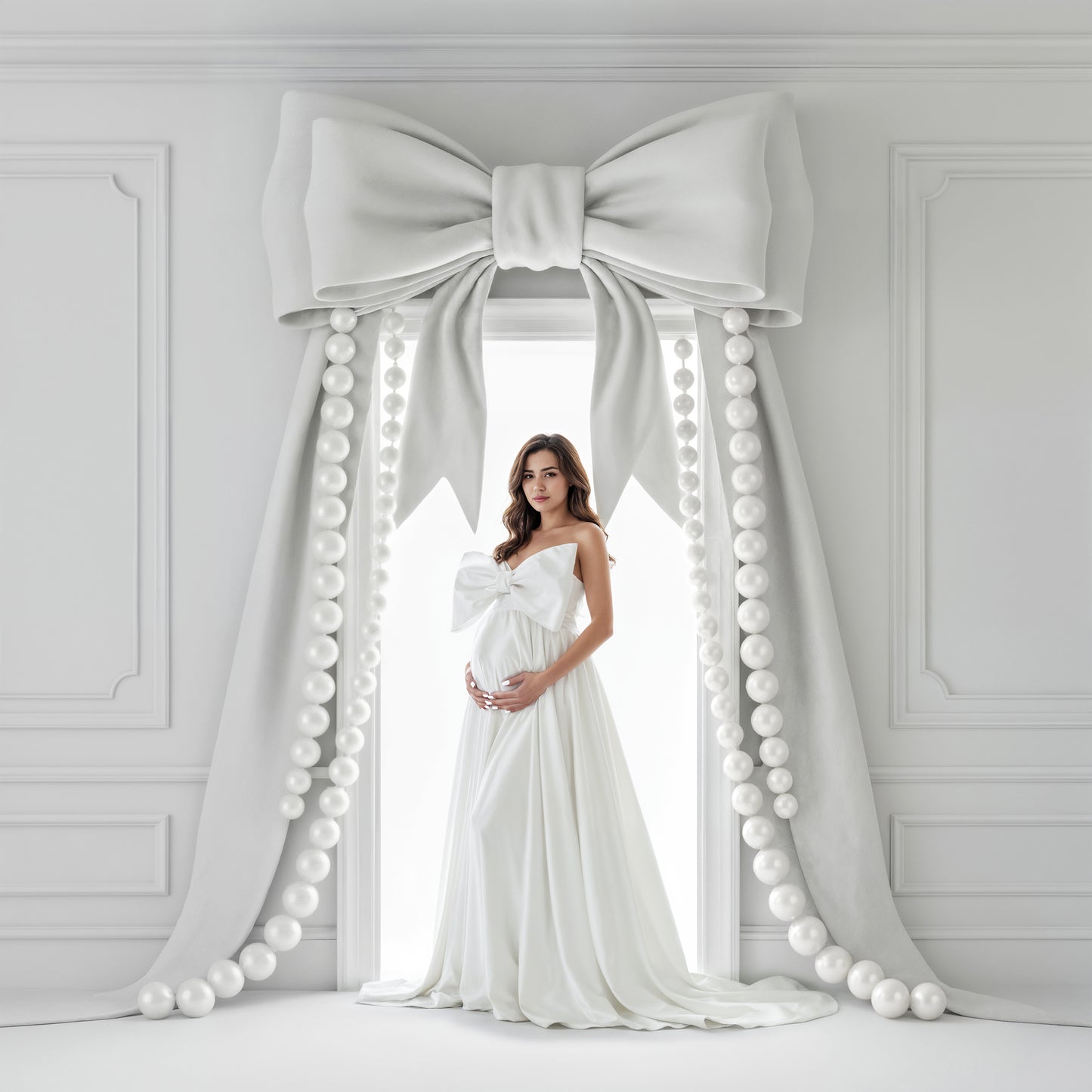 Pearly Bead Bows Digital Backdrops Set