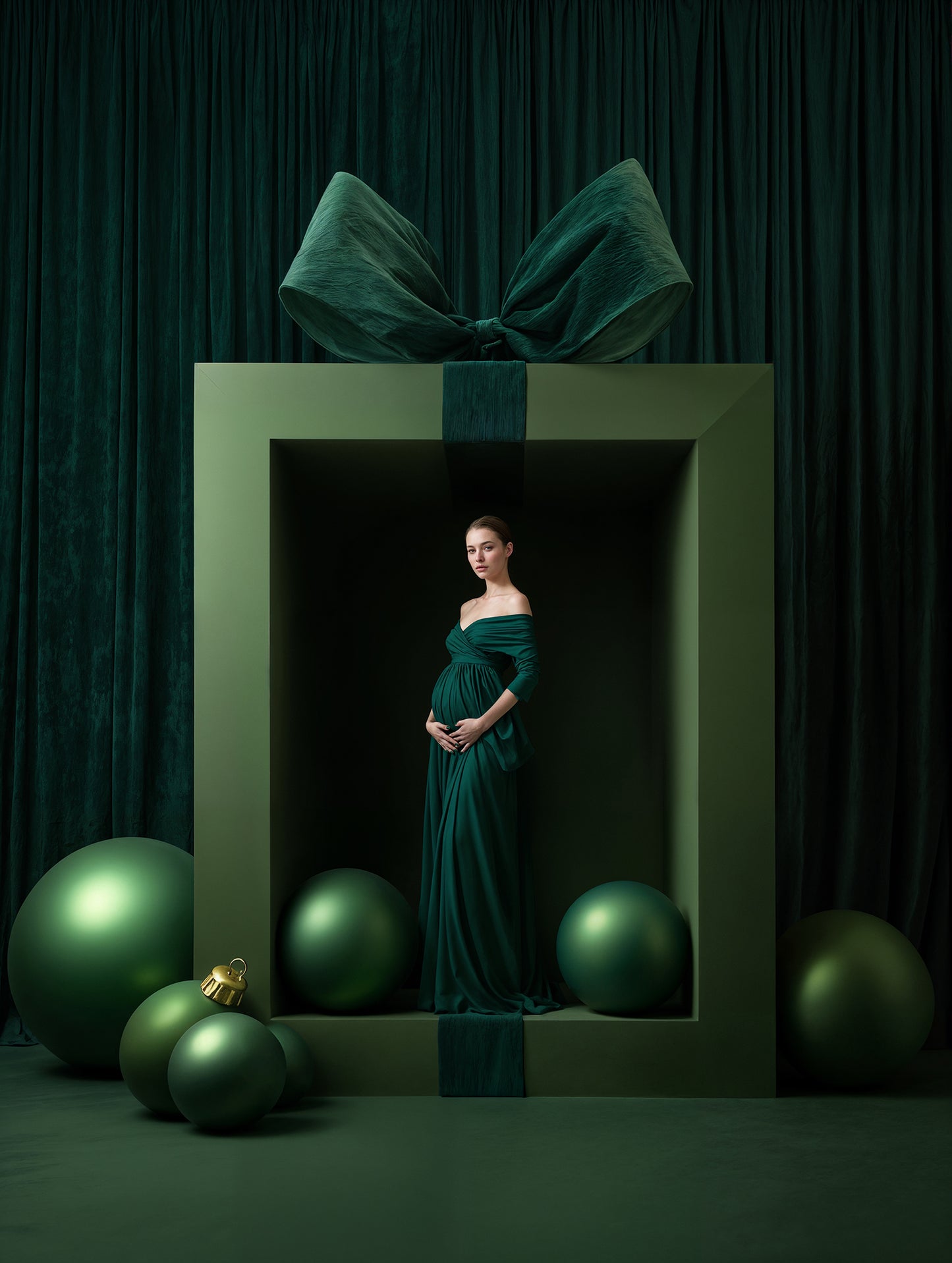 Bow Box Christmas Digital Backdrops Set