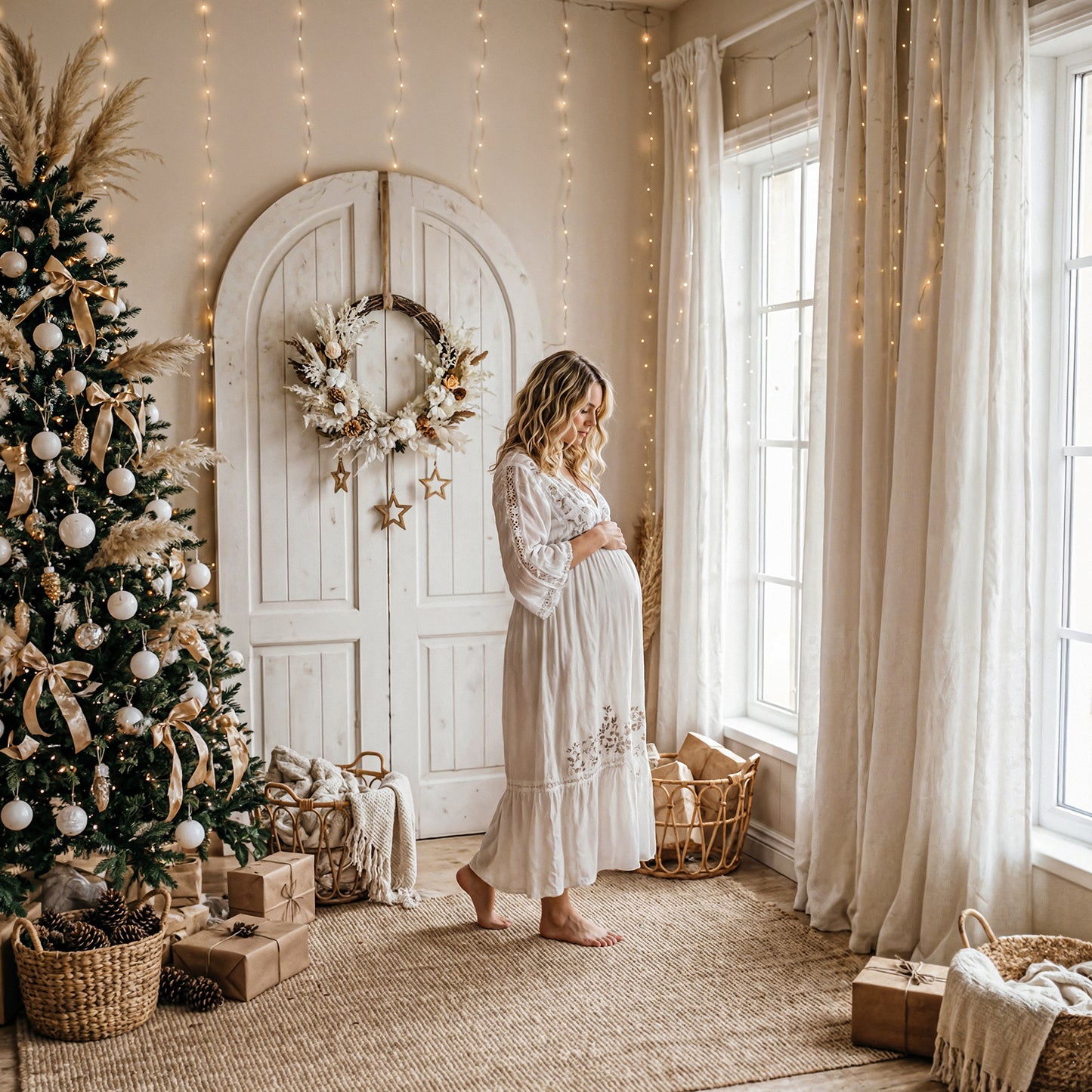 Boho Airy Xmas Digital Backdrop Set