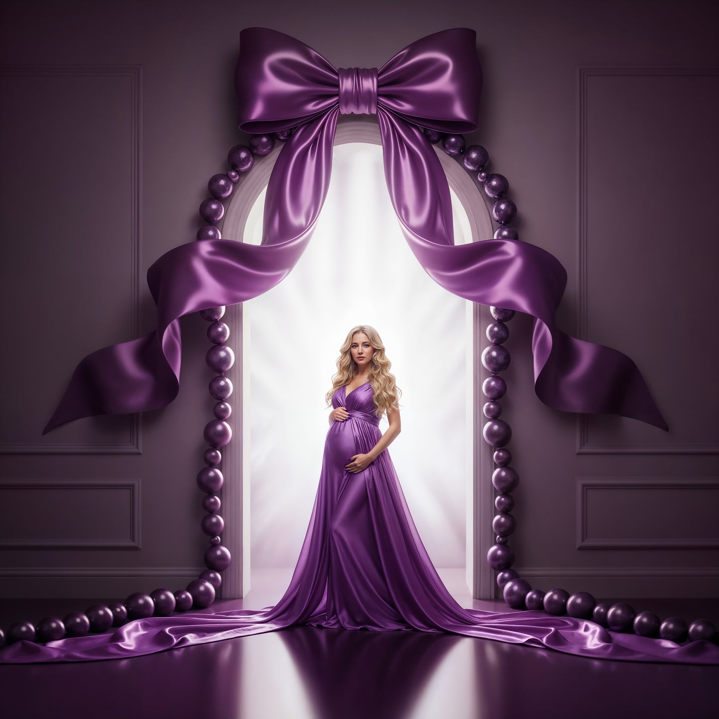 Pearly Bead Bows Digital Backdrops Set