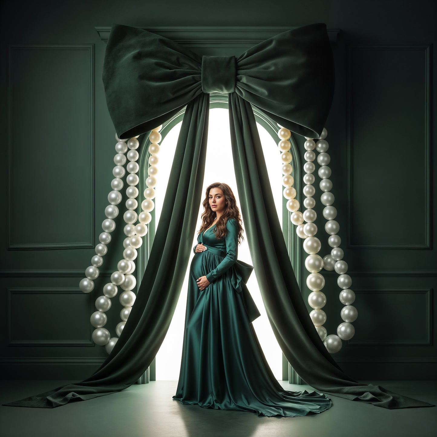 Pearly Bead Bows Digital Backdrops Set