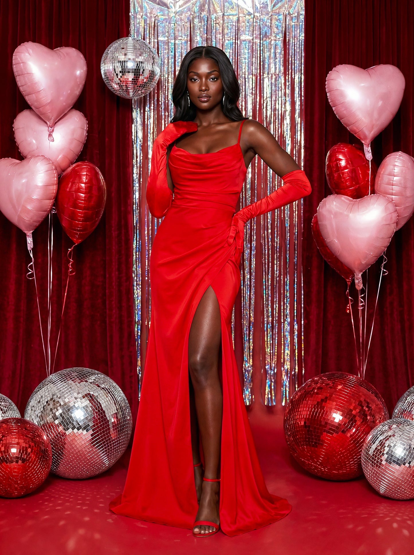 V Day Gal Digital Backdrop Set