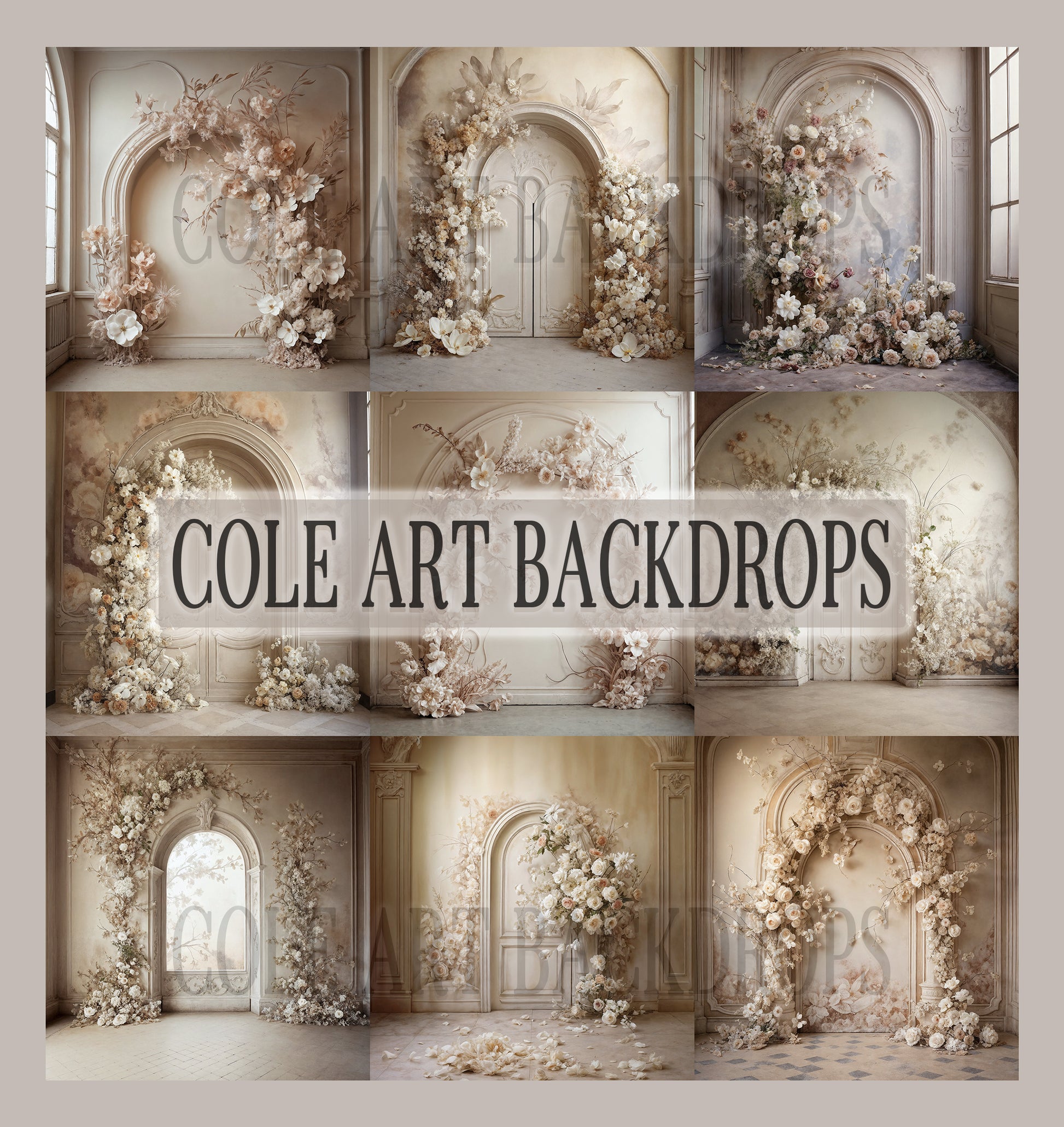 White Mural Arch Set Digital Backdrops, Maternity Backdrop Overlays, S ...
