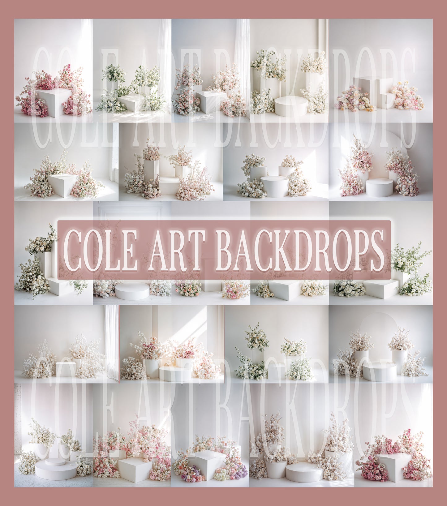 Flower Podiums Digital Backdrop Set