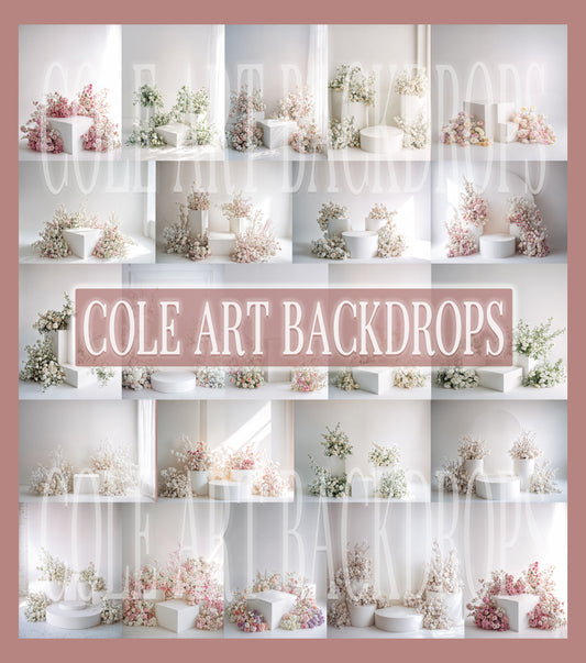 Flower Podiums Digital Backdrop Set