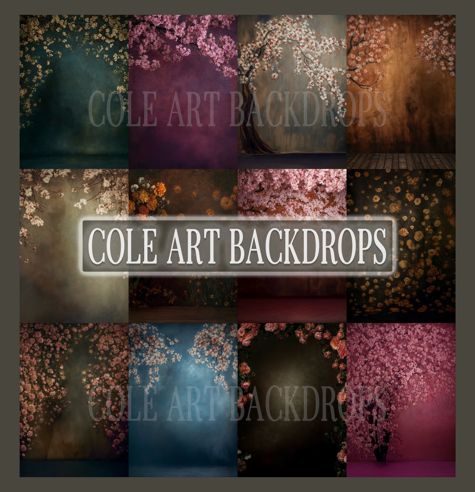 Floral Melodies Set Digital Backdrops, Maternity Backdrop Overlays, St ...