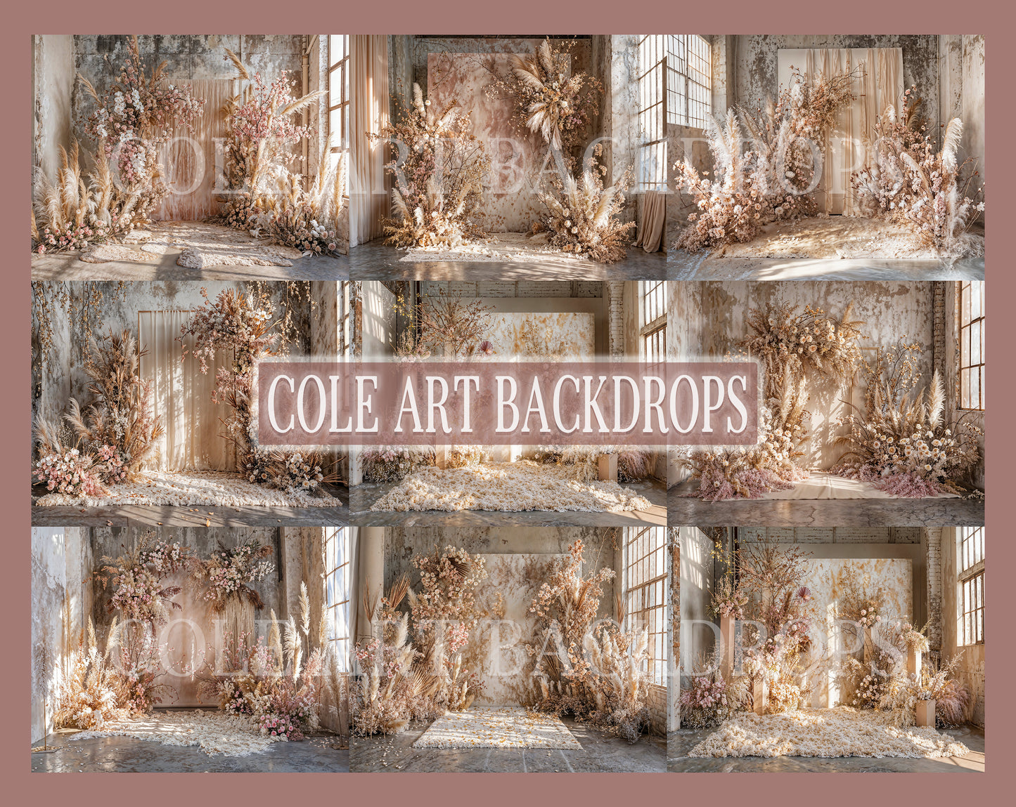 Boho Spring Digital Backdrop Set