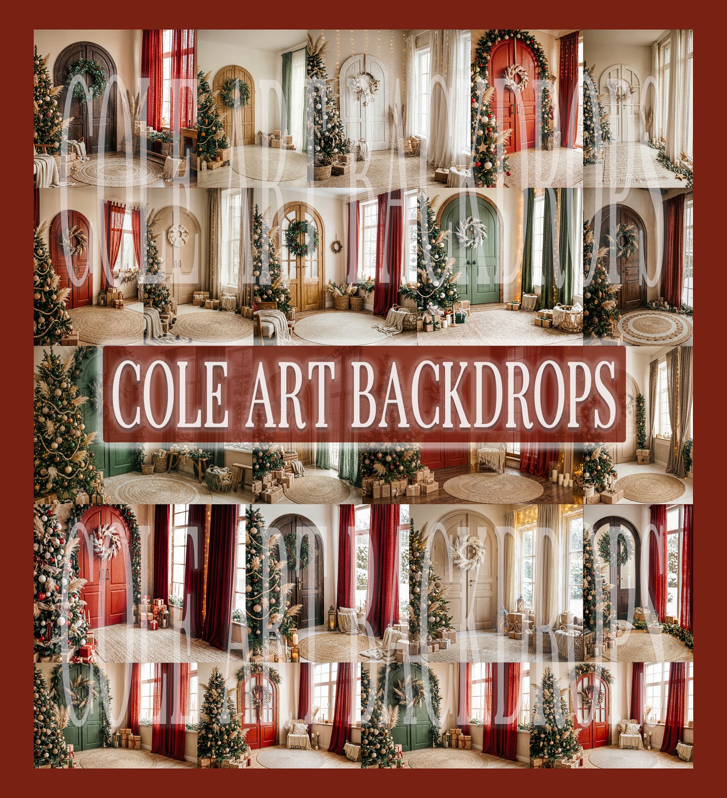 Boho Airy Xmas Digital Backdrop Set