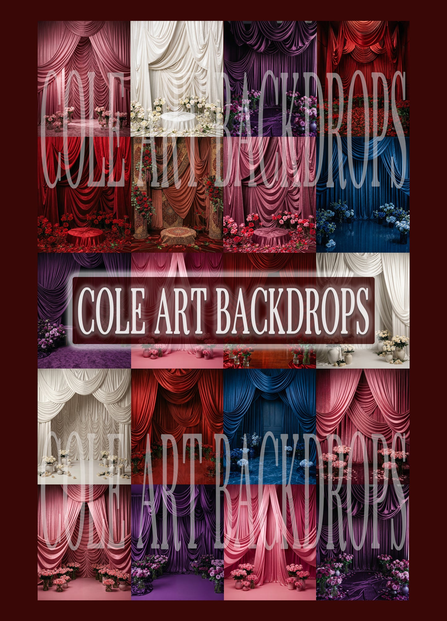 Rosey Vase Digital Backdrop Set