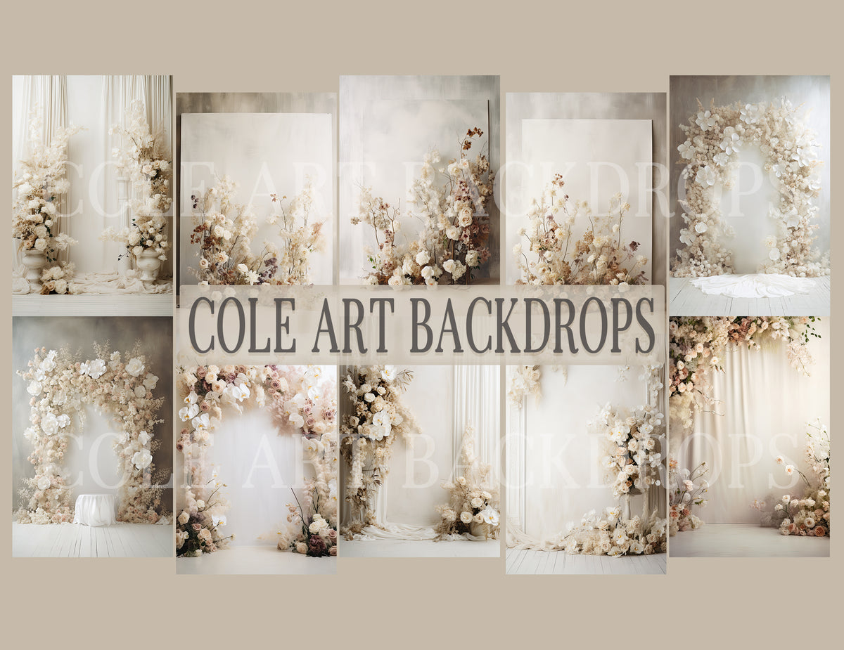 Backdrop Risda Cream of Florals Set Digital Backdrops, Maternity Backgrounds, Studio ...