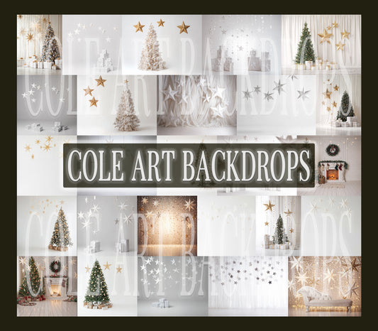 White Star Christmas Digital Backdrops Set