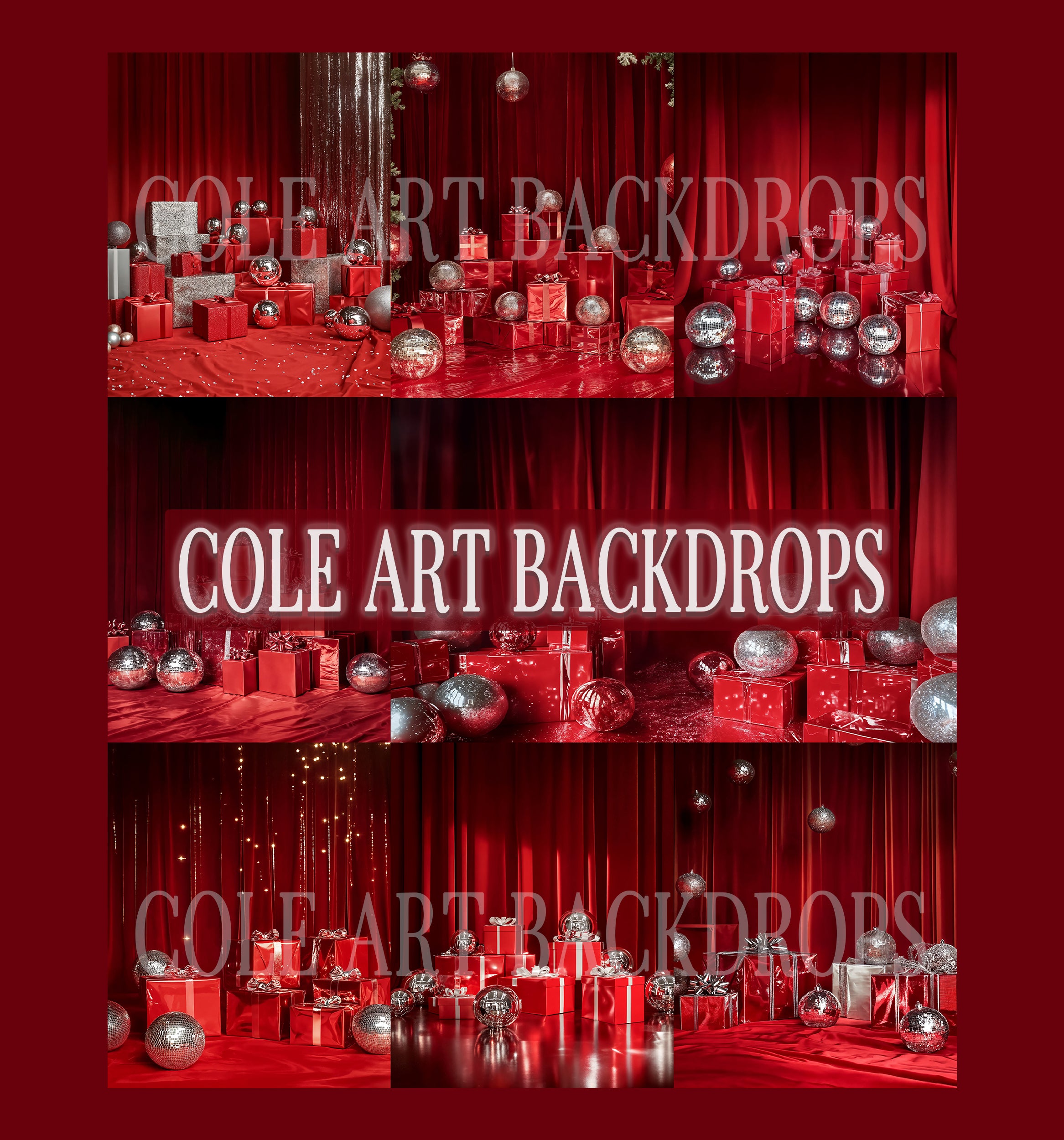 Rockin Red Christmas Digital Backdrops, Christmas Digital Backdrops Se ...
