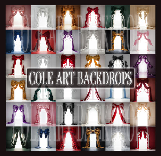 Pearly Bead Bows Digital Backdrops Set